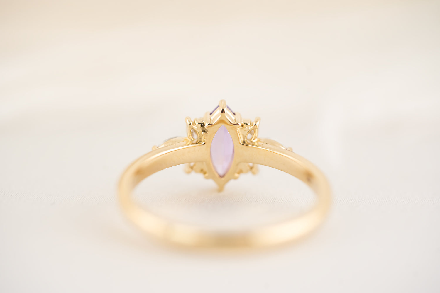The Flutter Ring - 0.72 CT Marquise Purple Sapphire - Lavender Creek Gems 