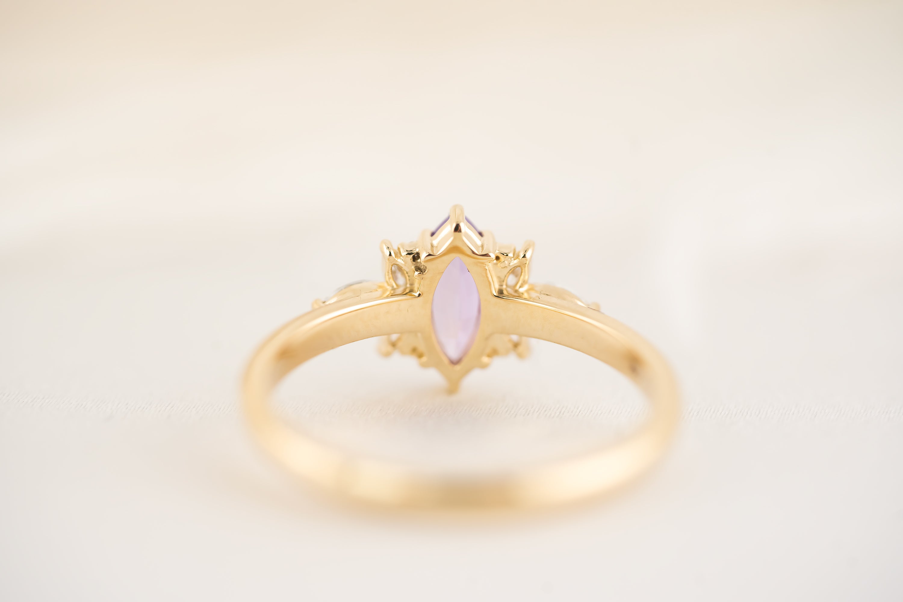The Flutter Ring - 0.72 CT Marquise Purple Sapphire - Lavender Creek Gems 