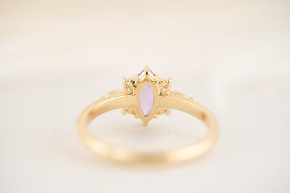 The Flutter Ring - 0.72 CT Marquise Purple Sapphire - Lavender Creek Gems 