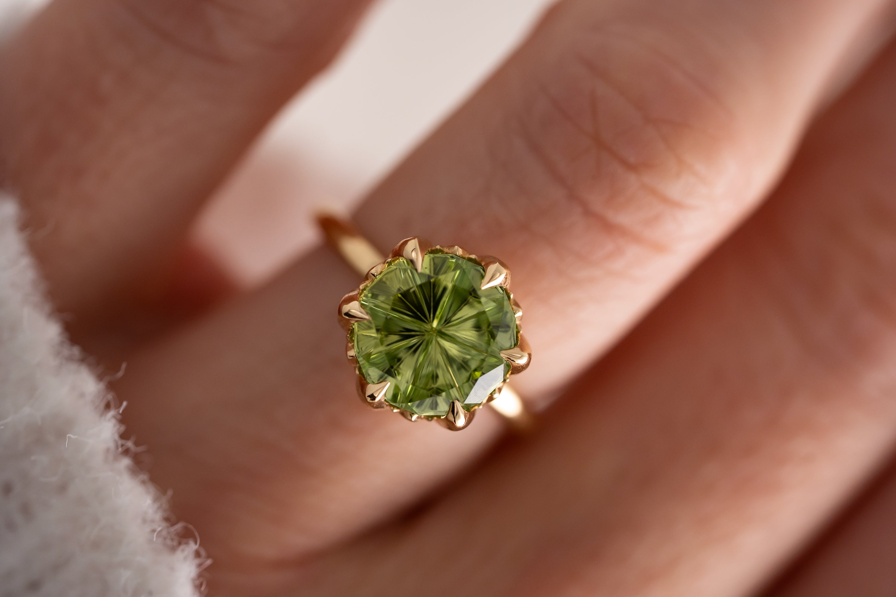 The Secret Garden Ring | 4.37 CT Round Starbrite™ Green Tourmaline