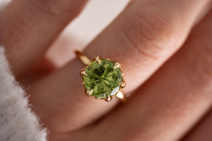 The Secret Garden Ring | 4.37 CT Round Starbrite™ Green Tourmaline