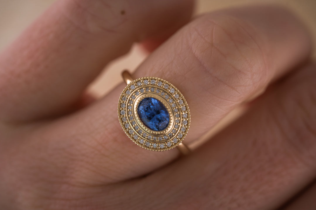 The Celine 1.24 CT Oval Blue Sapphire Ring