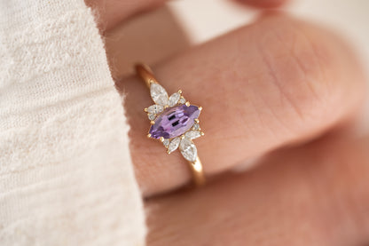 The Flutter Ring - 0.72 CT Marquise Purple Sapphire - Lavender Creek Gems 