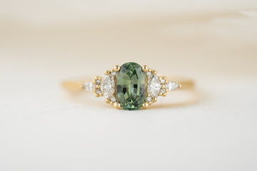 The Maeve Ring | 0.89 CT Oval Minty Teal Green Sapphire - Lavender Creek Gems 