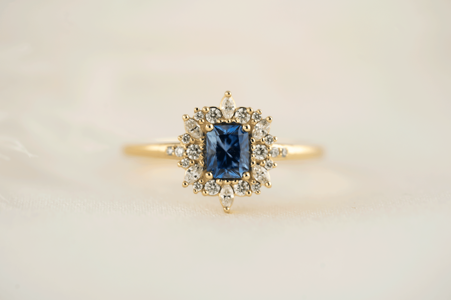 The Innis Ring | 0.5 CT Radiant Blue Sapphire