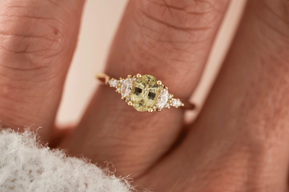 The Maeve Ring | 0.82 CT Oval Mint Green Sapphire - Lavender Creek Gems