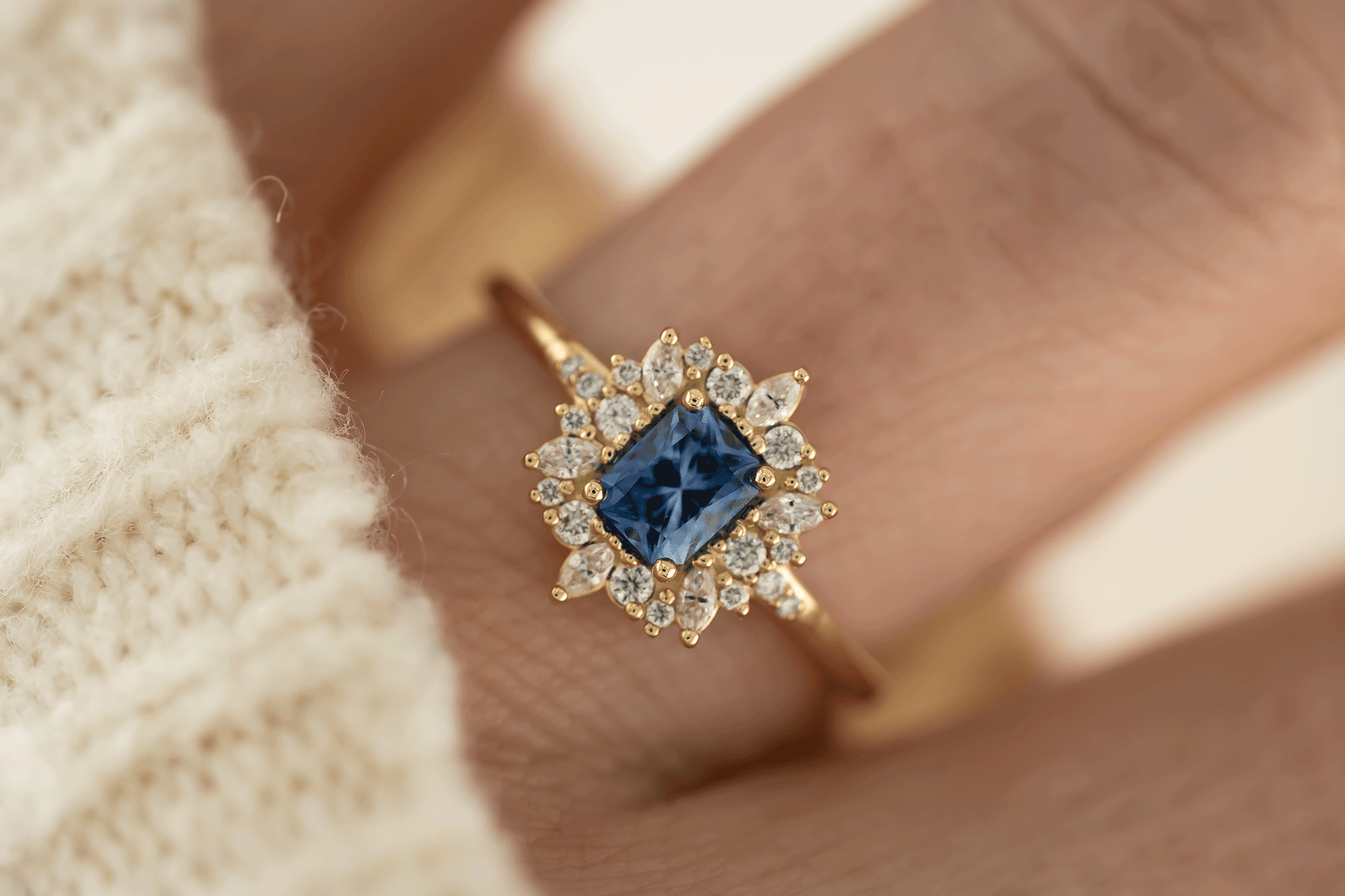 The Innis Ring | 0.5 CT Radiant Blue Sapphire