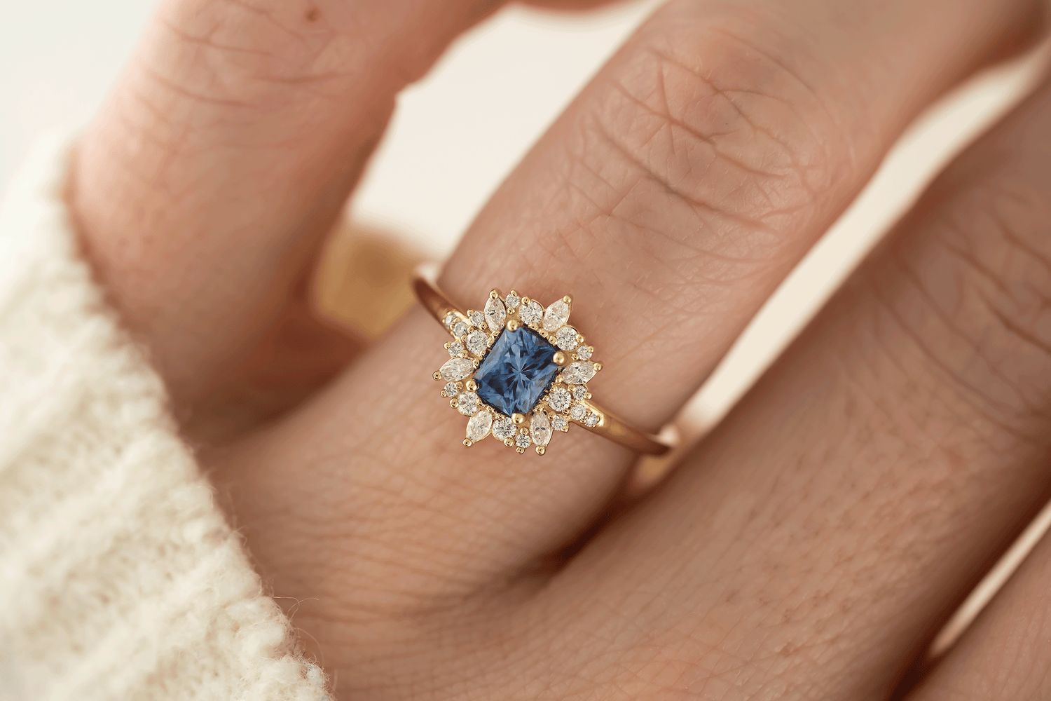 The Innis Ring | 0.5 CT Radiant Blue Sapphire