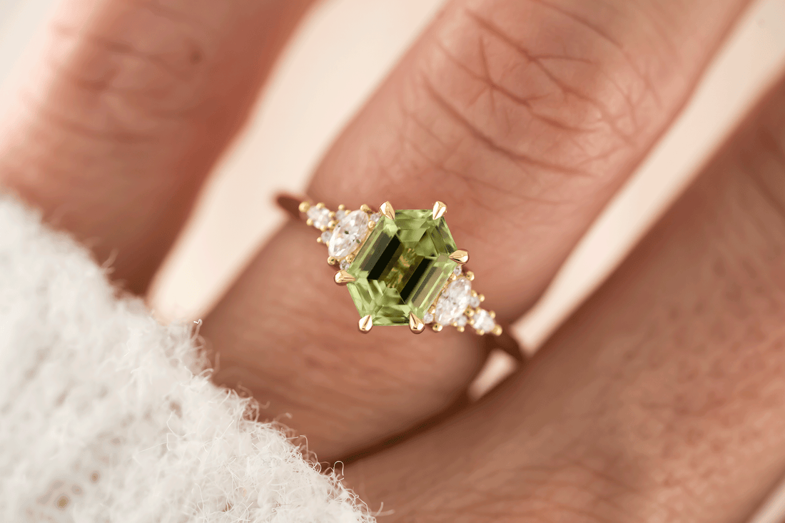 The Maeve Ring | 1.67 CT Elongated Hexagon Mint Green Tourmaline