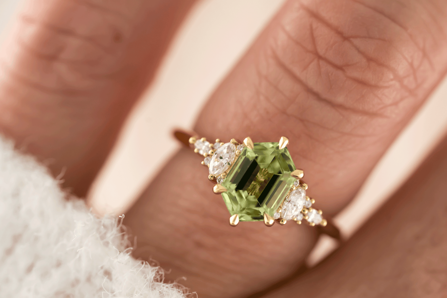 The Maeve Ring | 1.67 CT Elongated Hexagon Mint Green Tourmaline The Maeve Ring | 1.67 CT Elongated Hexagon Mint Green Tourmaline