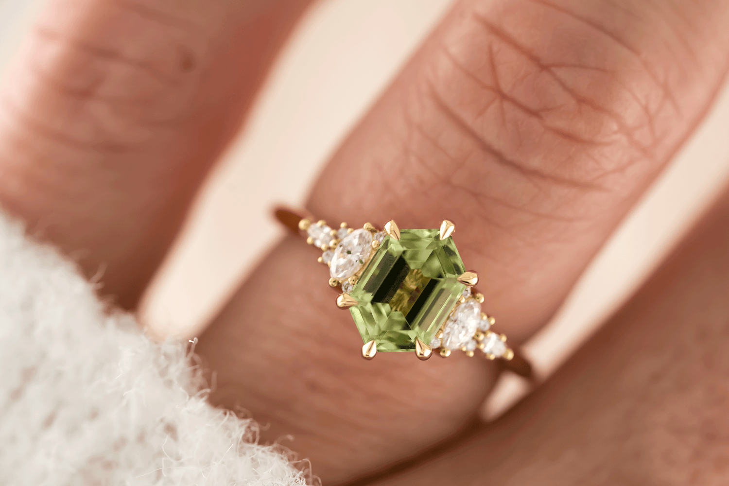 The Maeve Ring | 1.67 CT Elongated Hexagon Mint Green Tourmaline