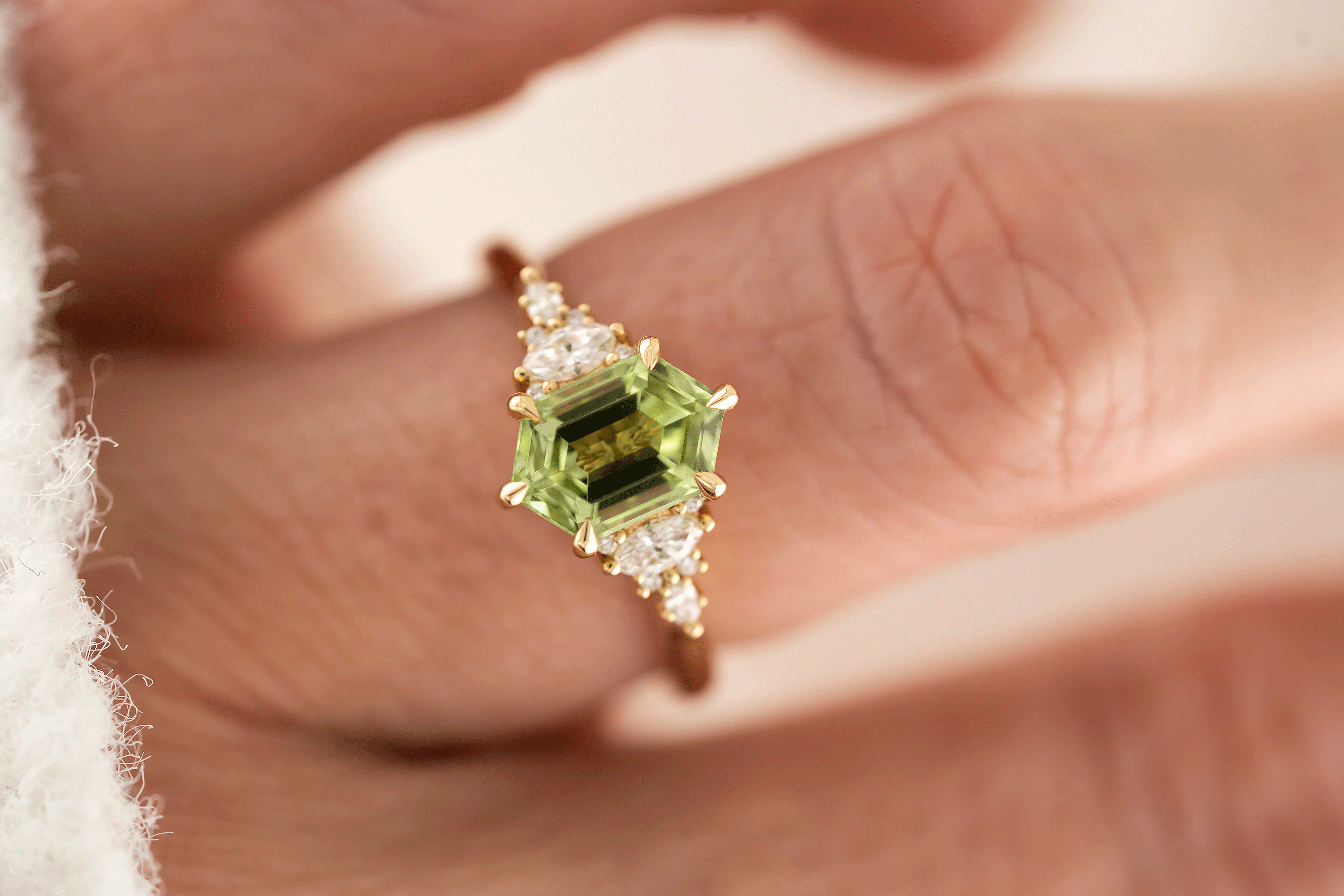 The Maeve Ring | 1.67 CT Elongated Hexagon Mint Green Tourmaline