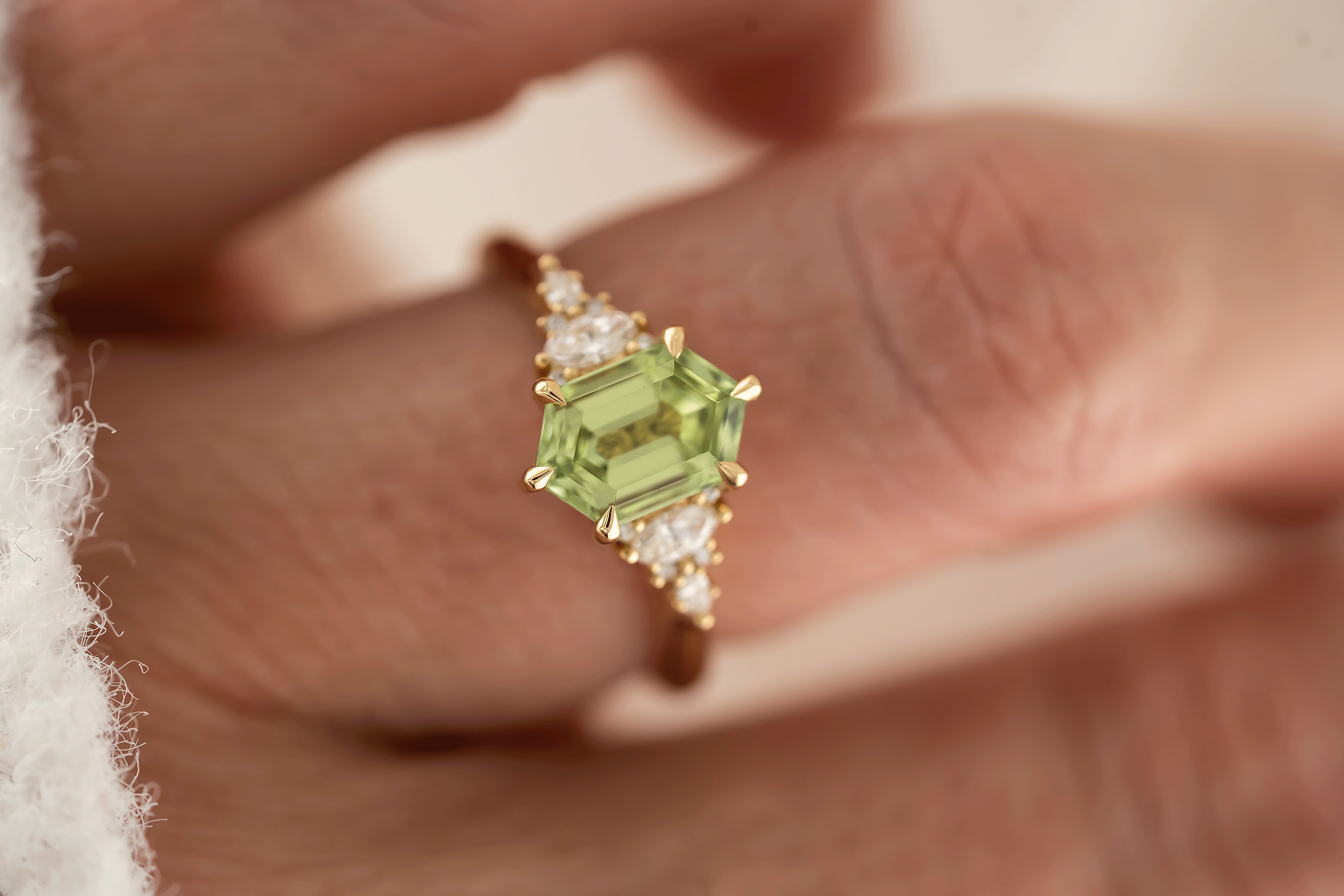 The Maeve Ring | 1.67 CT Elongated Hexagon Mint Green Tourmaline
