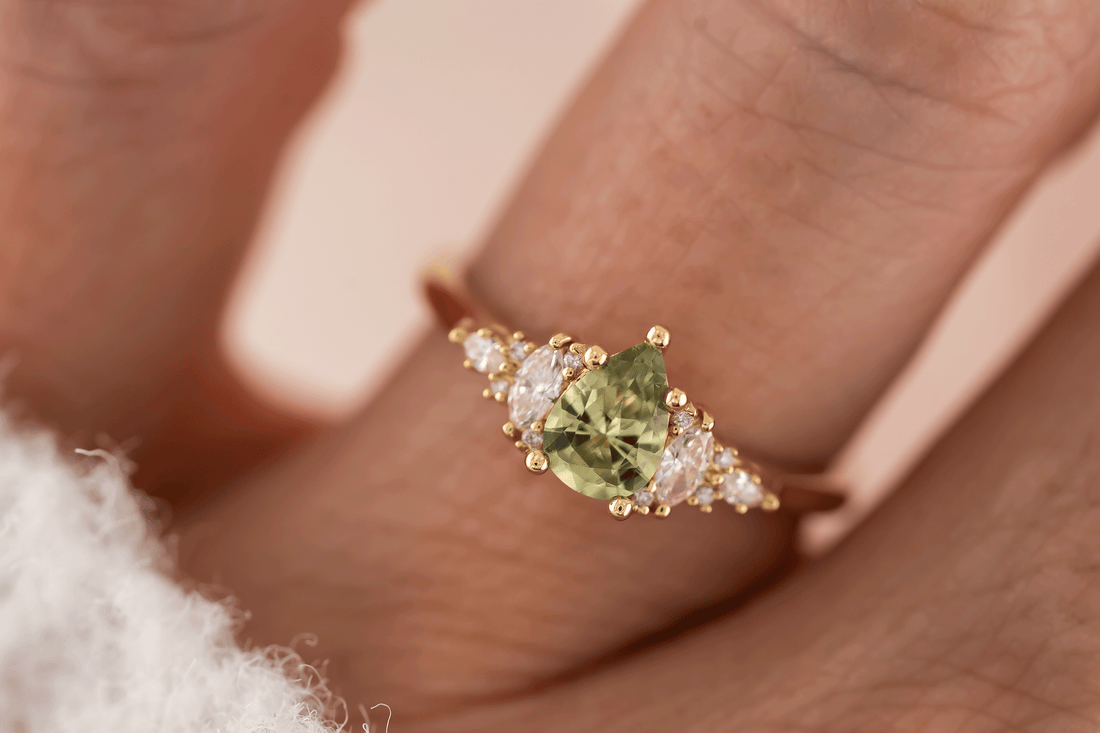 The Maeve Ring | 0.66 CT Pear Mint Green Sapphire - Lavender Creek Gems