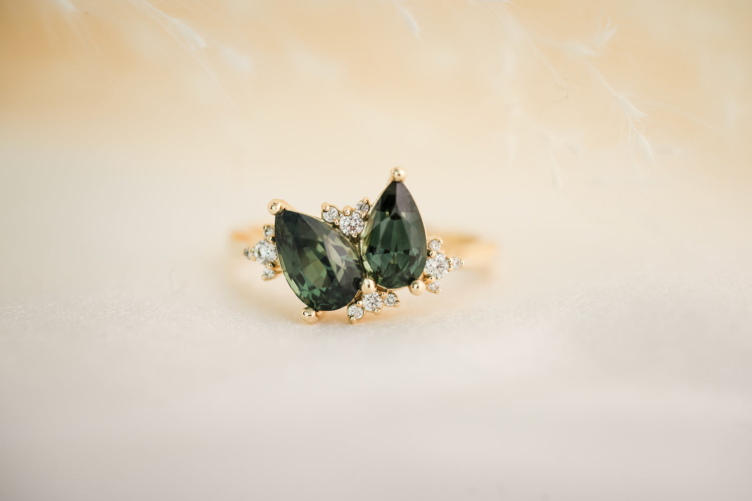 The Vega Teal/Green Sapphire Ring - Lavender Creek Gems 