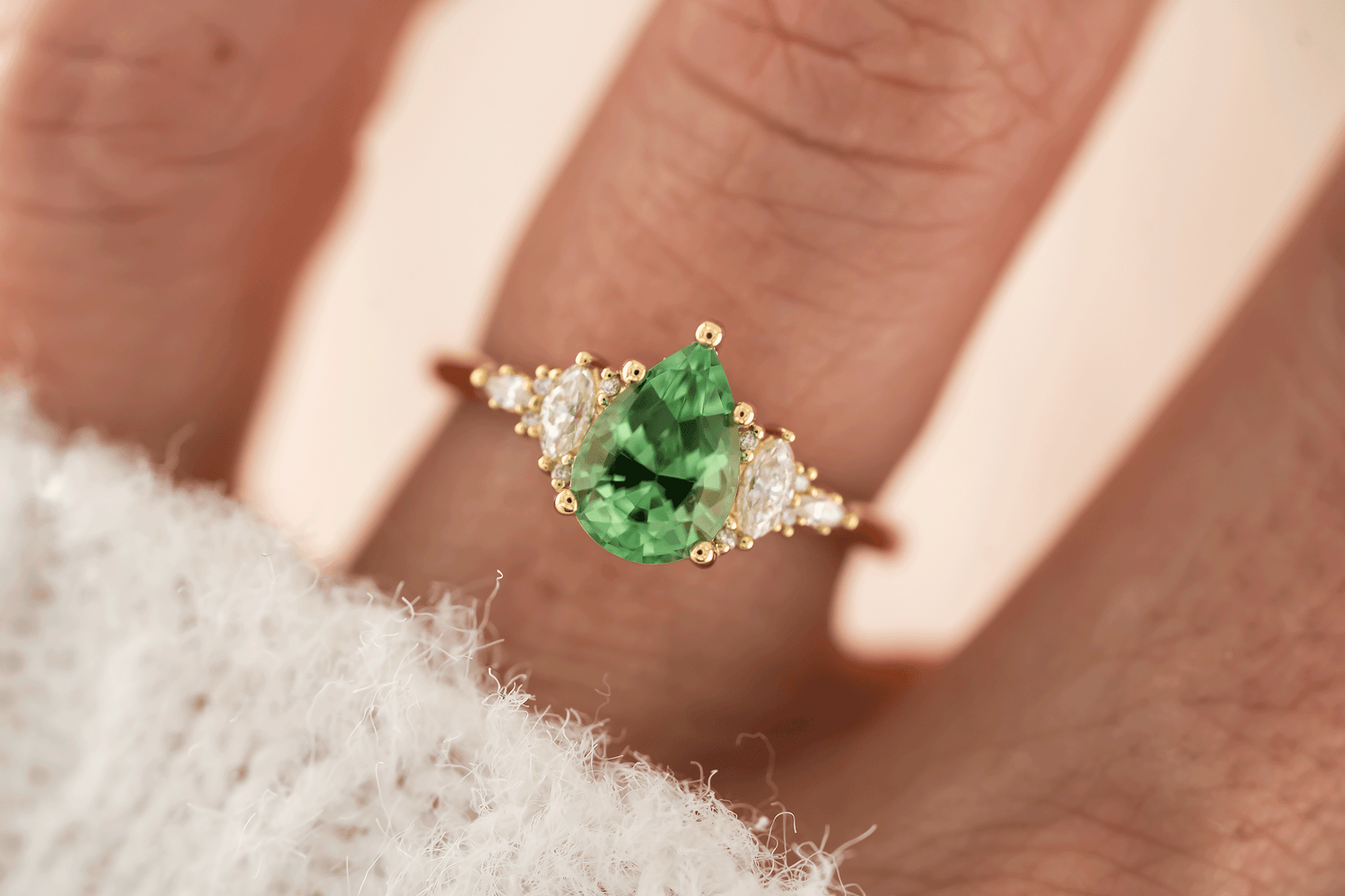 The Maeve Ring | 1.53 CT Pear Lagoon/Green Tourmaline