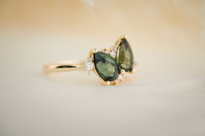 The Vega Teal/Green Sapphire Ring - Lavender Creek Gems 