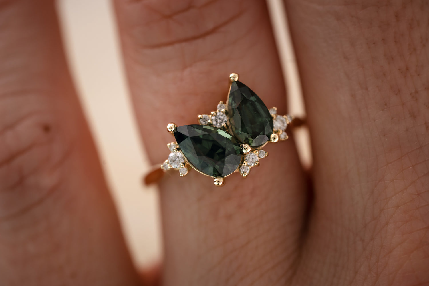 The Vega Teal/Green Sapphire Ring - Lavender Creek Gems 