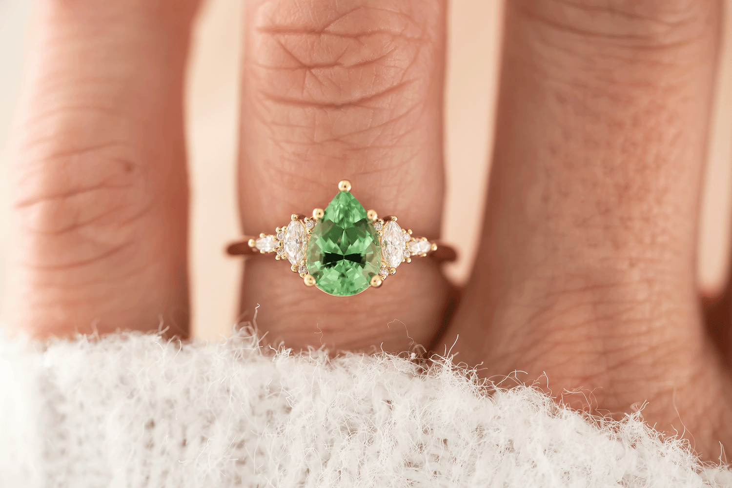 The Maeve Ring | 1.53 CT Pear Lagoon/Green Tourmaline