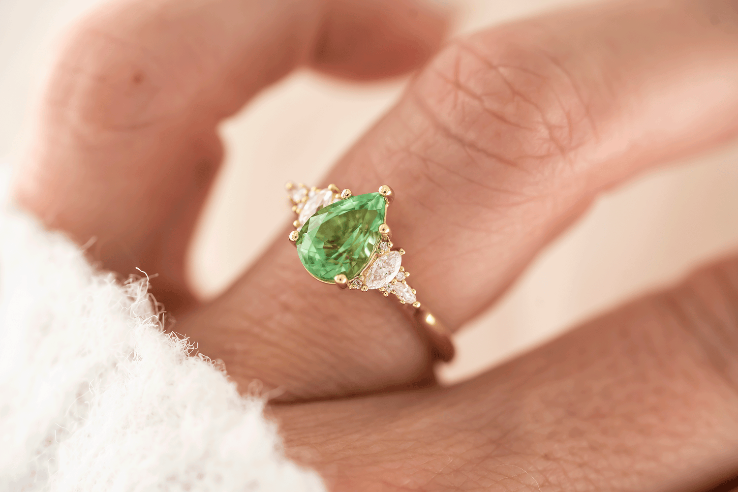 The Maeve Ring | 1.53 CT Pear Lagoon/Green Tourmaline