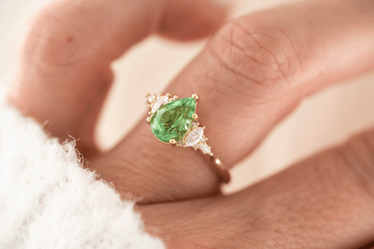 The Maeve Ring | 1.53 CT Pear Lagoon/Green Tourmaline