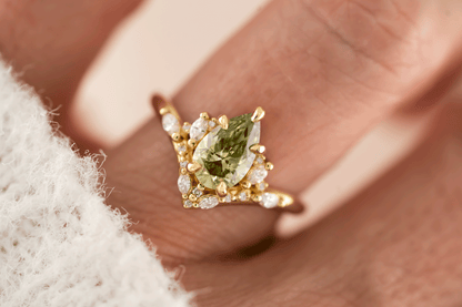 The Aurora Ring | 1.28 CT Pear Green Diamond - Lavender Creek Gems 