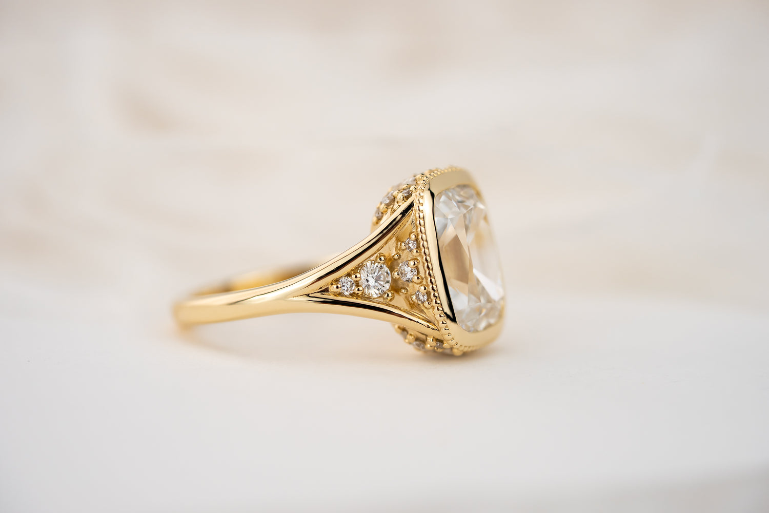 The Sitara Ring | 2.8 CT Old Mine Elongated Cushion Diamond - Lavender Creek Gems 