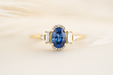 The Sura Ring - 1.05 CT Oval Royal Blue Sapphire - Lavender Creek Gems 