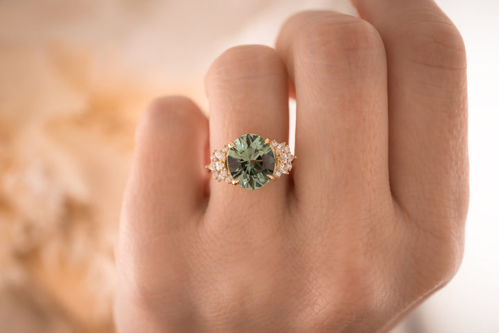 The Ambrosia 3.9 CT Teal Tourmaline Ring