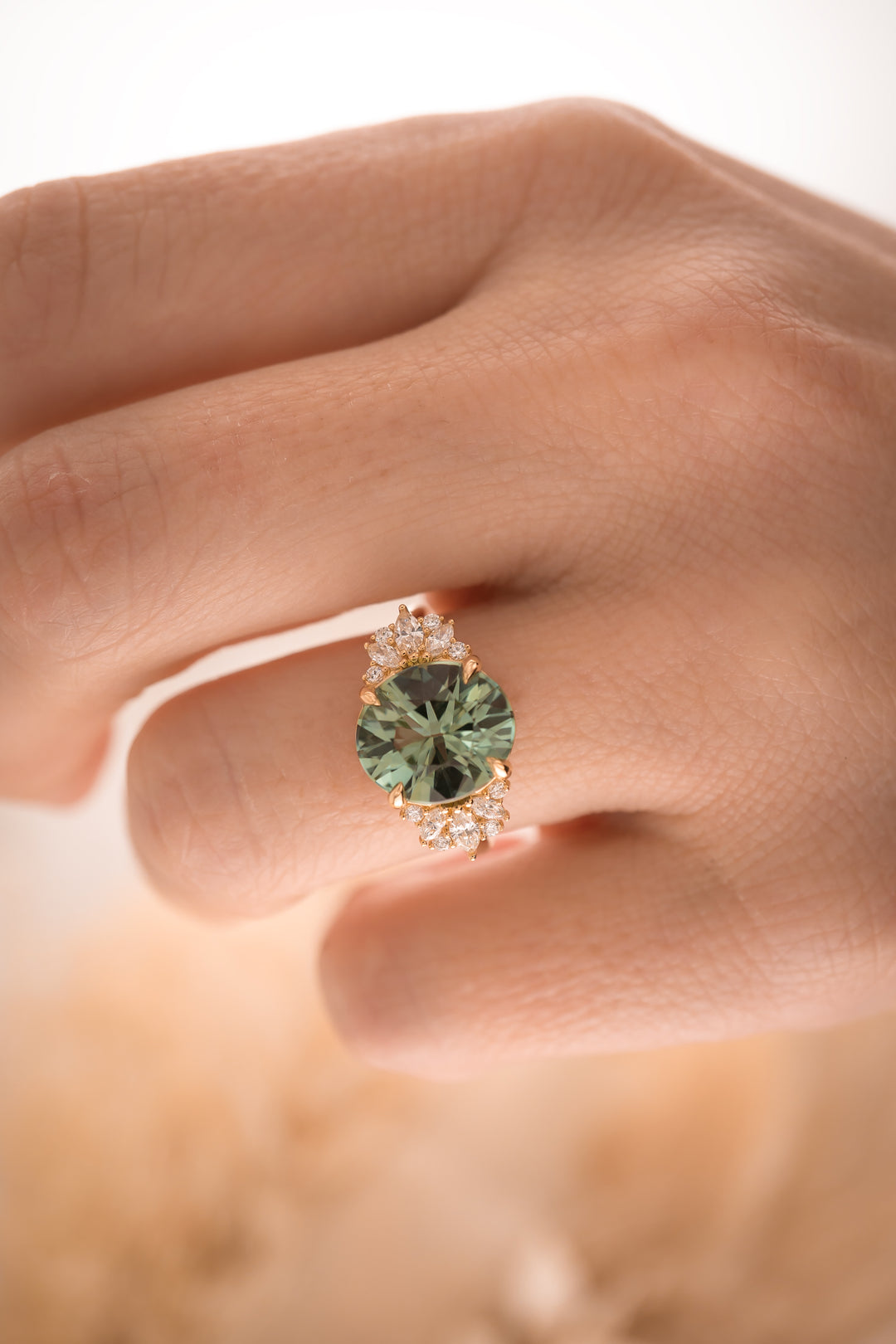 The Ambrosia 3.9 CT Teal Tourmaline Ring