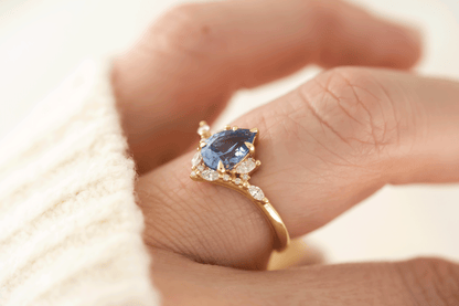 The Aurora Ring | 1.29 CT Pear Blue Sapphire