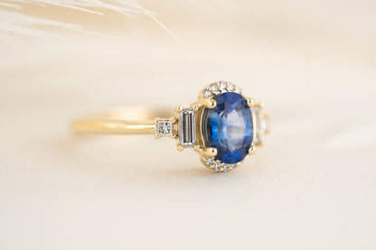 The Sura Ring - 1.05 CT Oval Royal Blue Sapphire - Lavender Creek Gems 