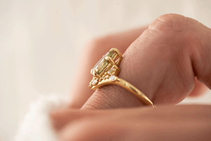 The Aurora Ring | 1.28 CT Pear Green Diamond - Lavender Creek Gems 