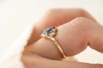 The Aurora Ring | 1.29 CT Pear Blue Sapphire