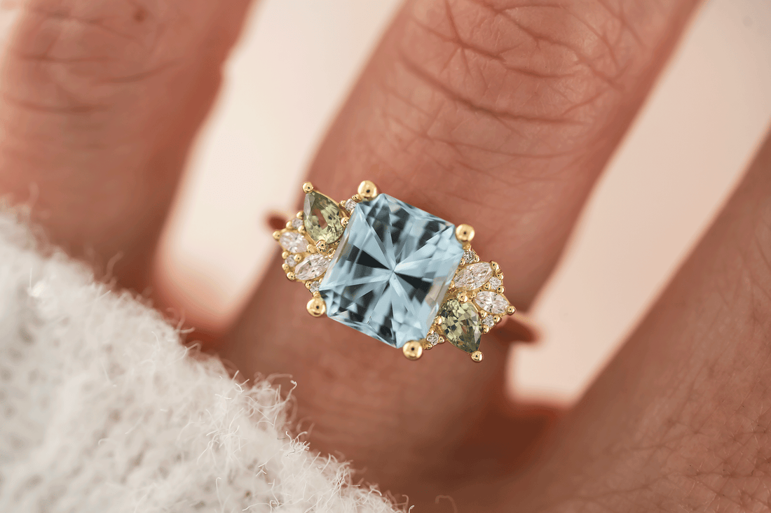 The Fleur Ring | 2.08 CT Radiant Aquamarine - Lavender Creek Gems