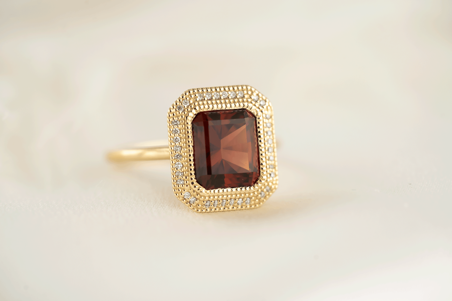 The Satine Ring | 3.15 CT Radiant Red Garnet