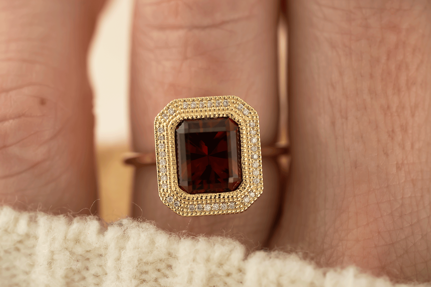 The Satine Ring | 3.15 CT Radiant Red Garnet