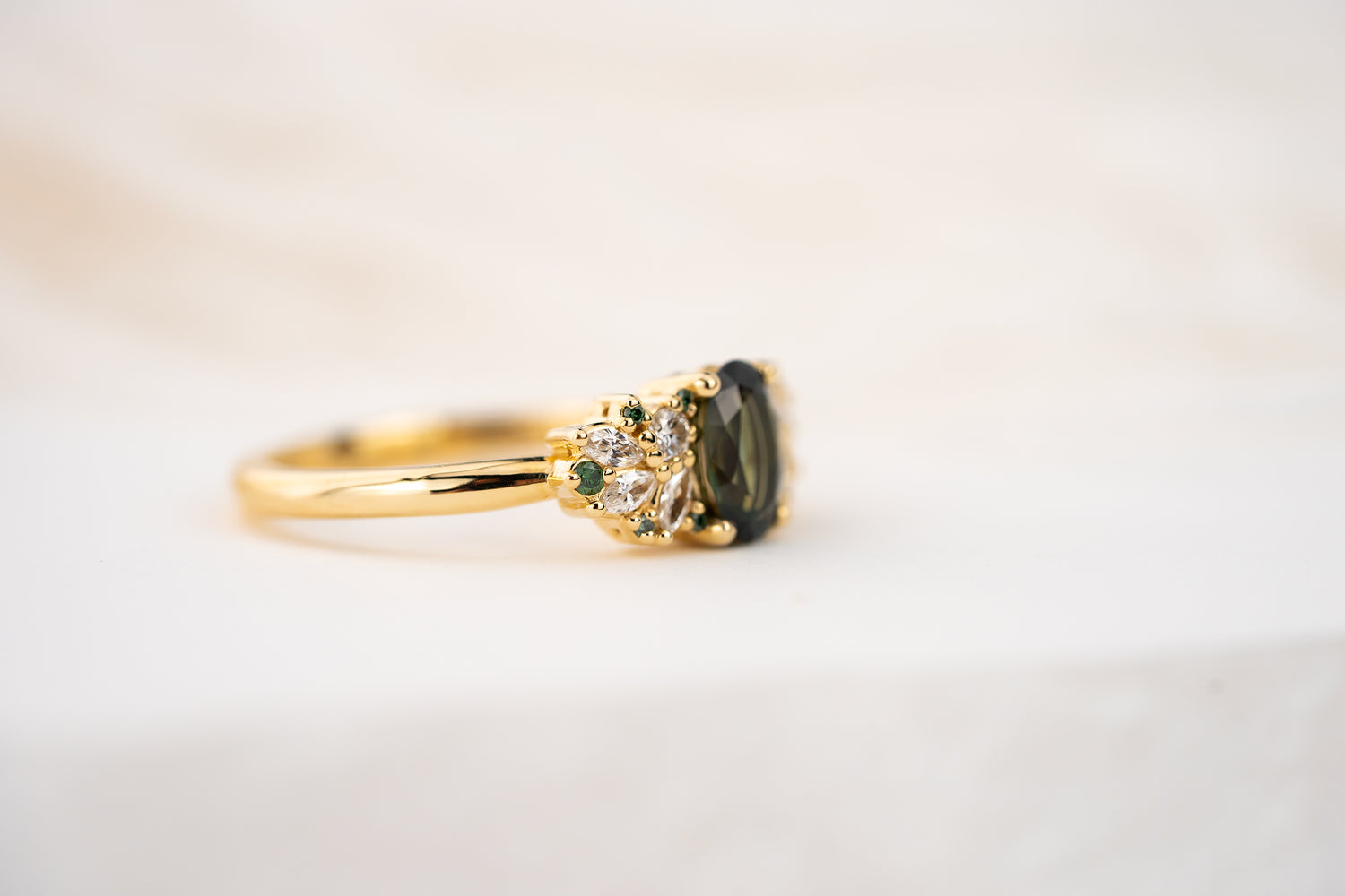 The Rosalie Ring | 0.82 CT Oval Green Sapphire - Lavender Creek Gems 