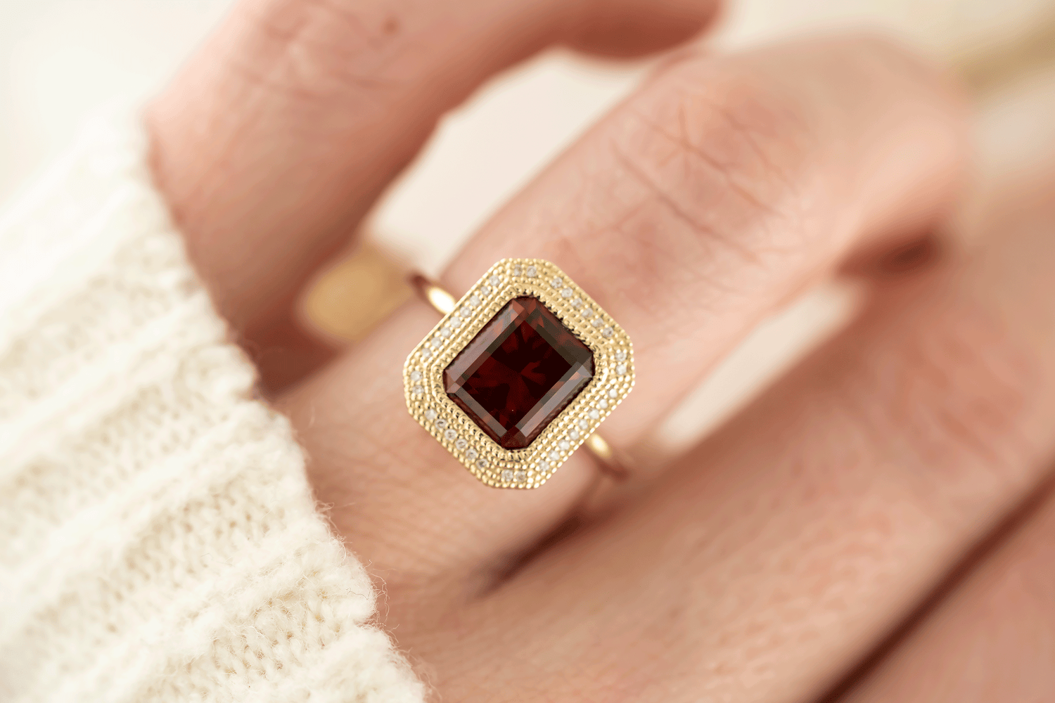 The Satine Ring | 3.15 CT Radiant Red Garnet