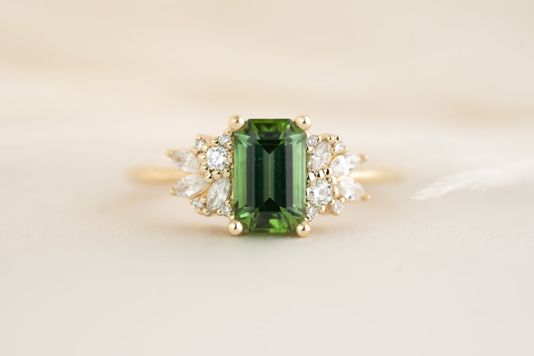 The Rosalie Ring - 1.36 CT Emerald Cut Green Tourmaline - Lavender Creek Gems 