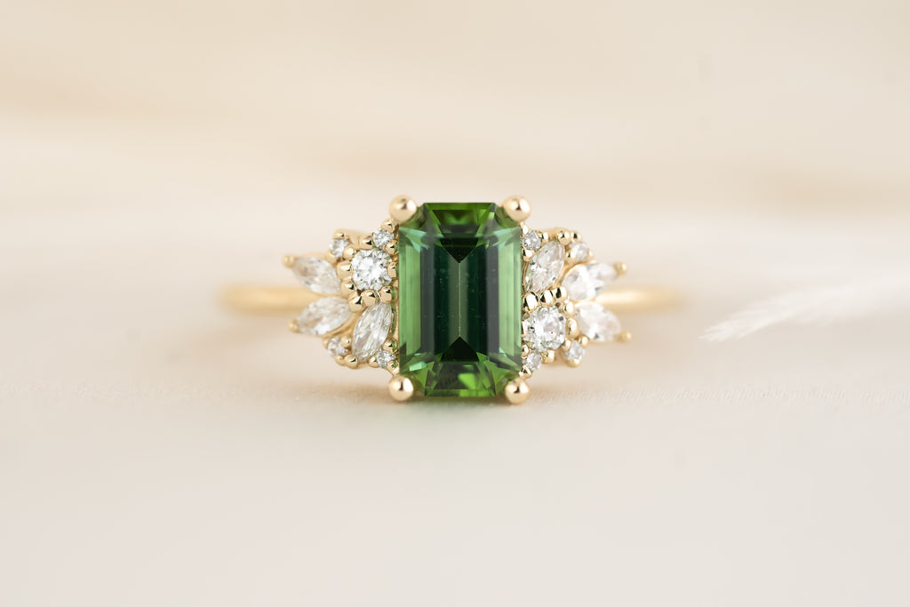 The Rosalie Ring - 1.36 CT Emerald Cut Green Tourmaline - Lavender Creek Gems 