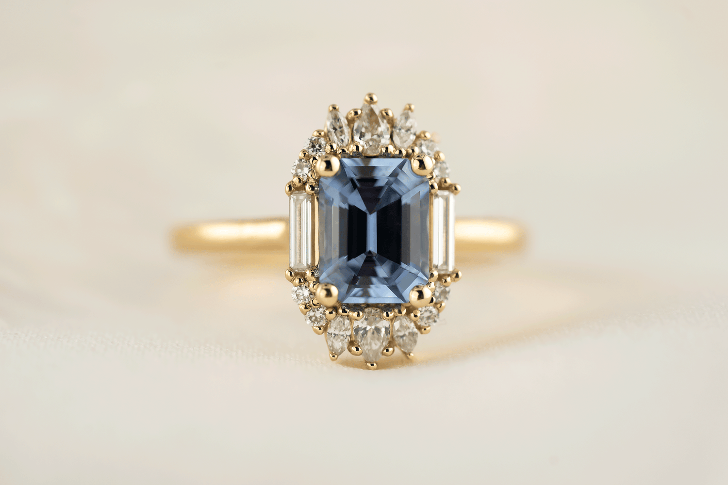 The Georgia Ring | 1.89 CT Emerald Cut Blue Sapphire