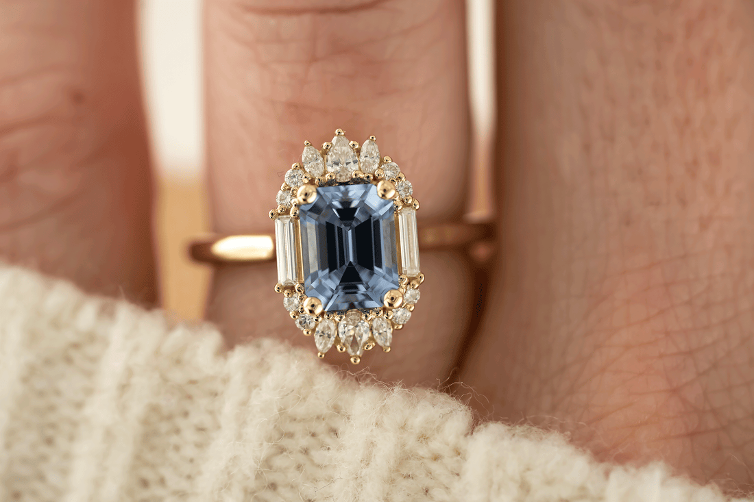 The Georgia Ring | 1.89 CT Emerald Cut Blue Sapphire - Lavender Creek Gems