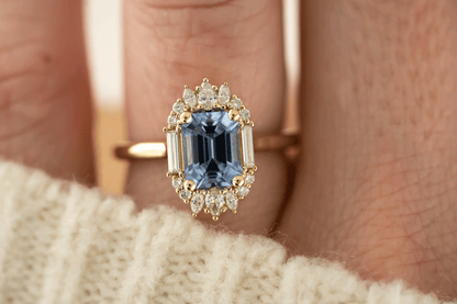 The Georgia Ring | 1.89 CT Emerald Cut Blue Sapphire