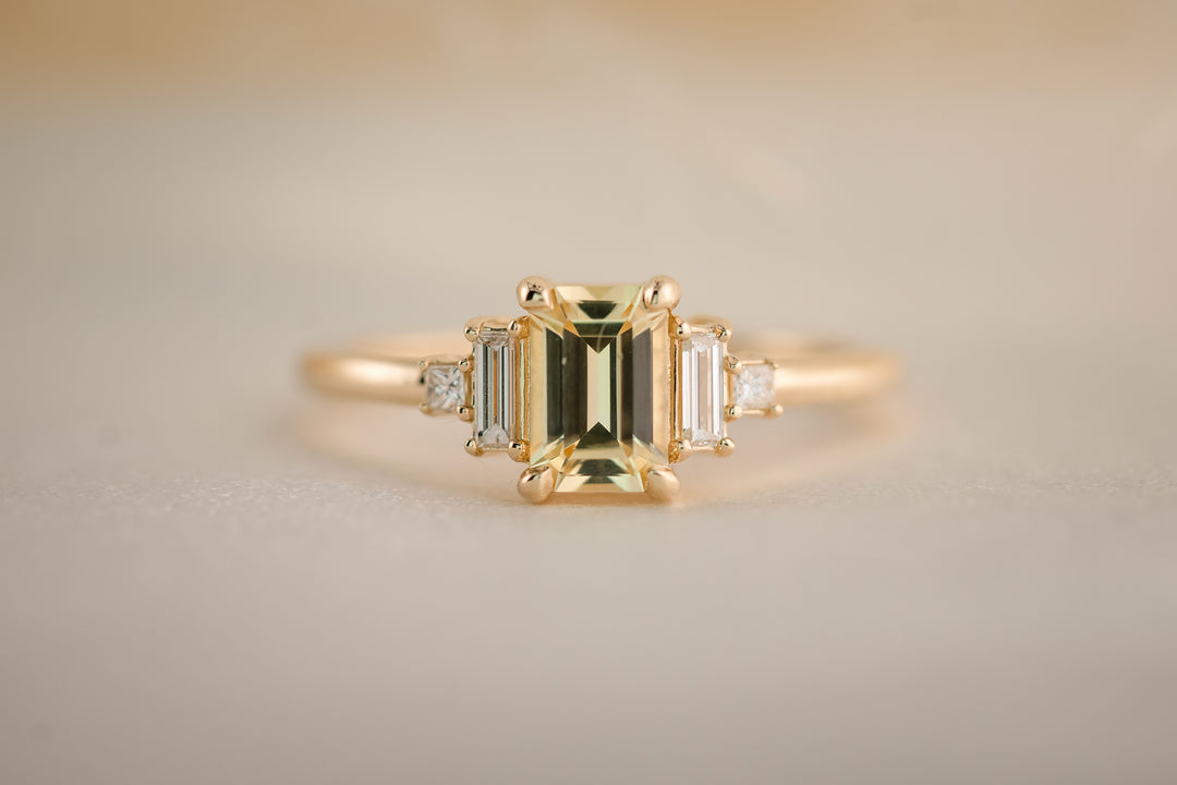 The Mira 0.88 CT Emerald Cut Yellow Sapphire Ring