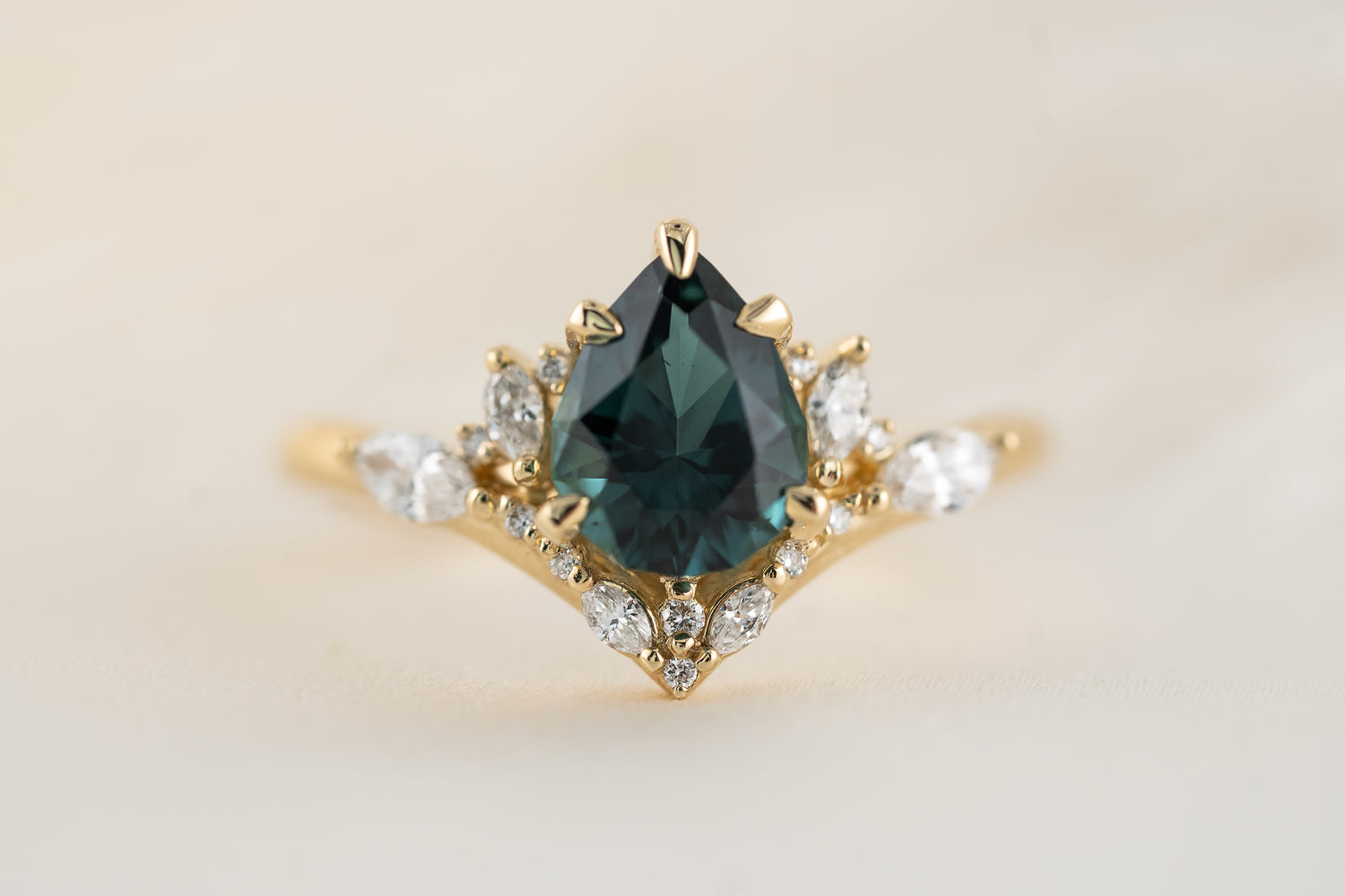 The Aurora Ring | 1.31 CT Pear Cut Indicolite Tourmaline - Lavender Creek Gems 