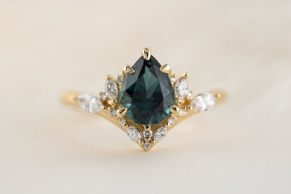 The Aurora Ring | 1.31 CT Pear Cut Indicolite Tourmaline - Lavender Creek Gems 