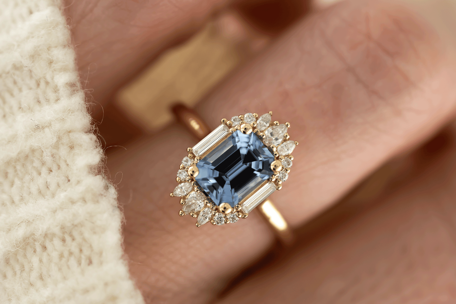 The Georgia Ring | 1.89 CT Emerald Cut Blue Sapphire