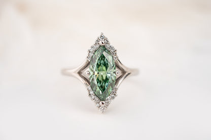 The Everlight Ring | 2.3 CT Marquise Green Diamond - Lavender Creek Gems 
