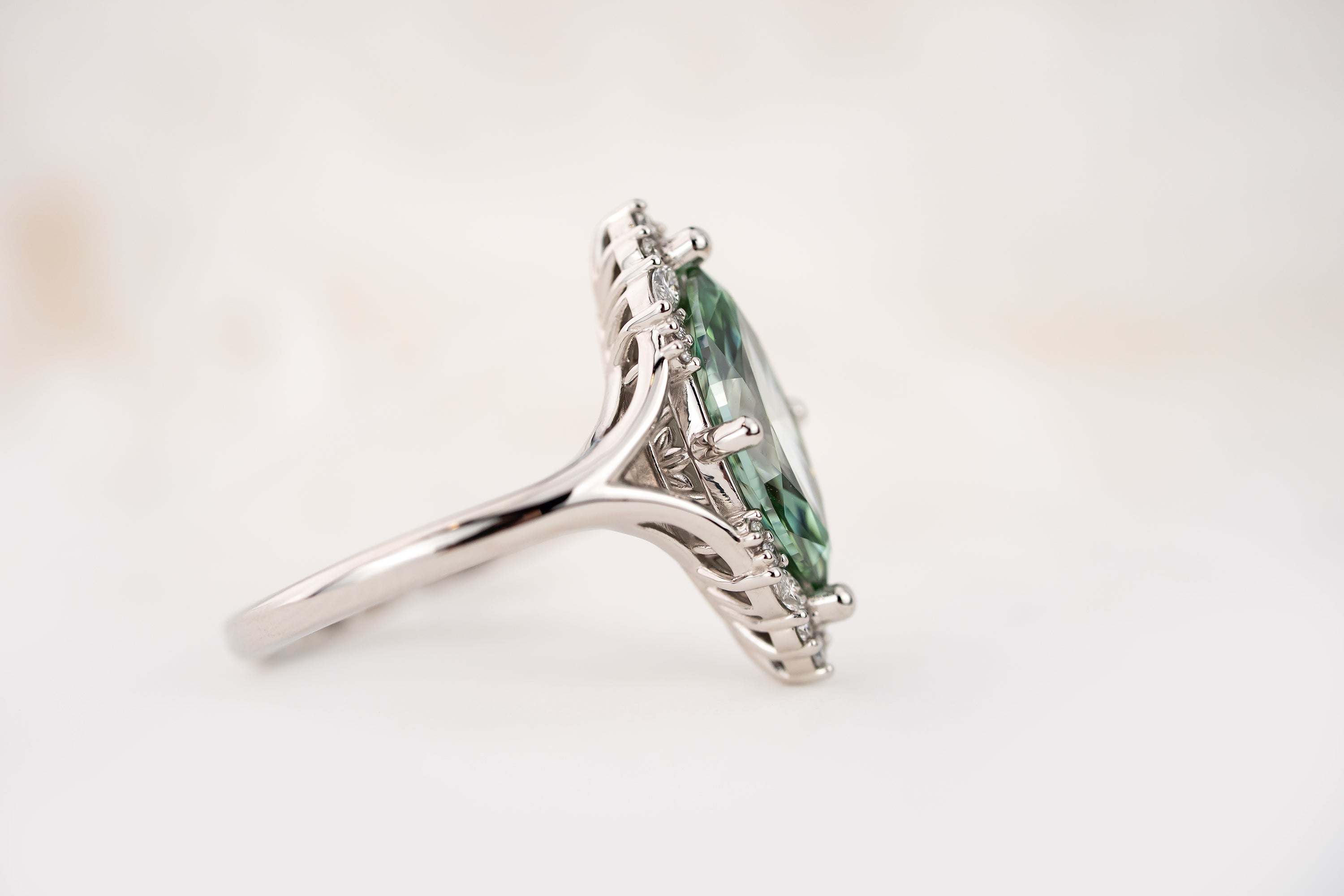 The Everlight Ring | 2.3 CT Marquise Green Diamond - Lavender Creek Gems 